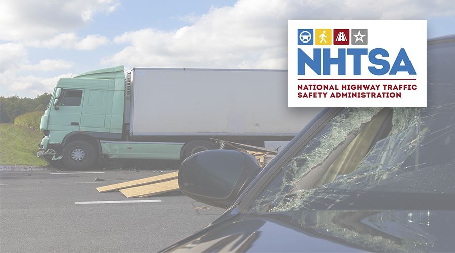 Truck accident with the NHTSA logo in the right corner