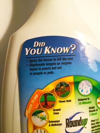 Did You Know label on the back of a RoundUp bottle